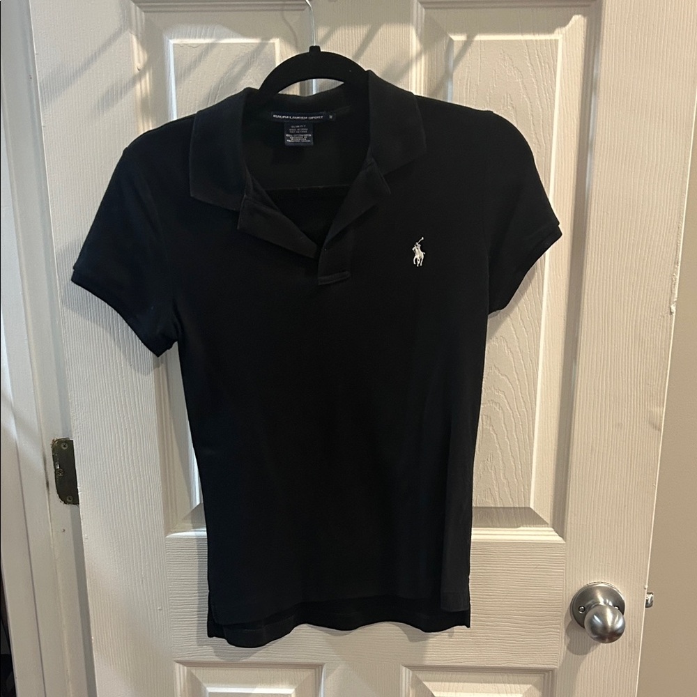Ralph Lauren Black Short Sleeve Polo with White Pony Logo